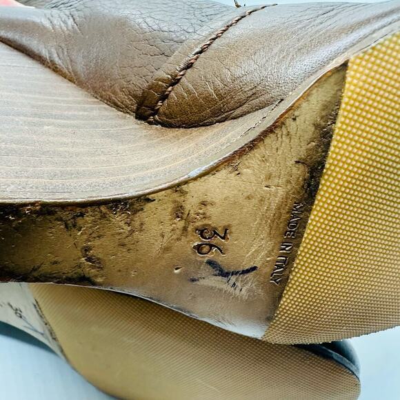 Chloe Prince Brown Mid Wedge Heel Leather Calf Boot Size 6 - Picture 12 of 14